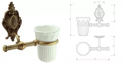 Стакан для зубных щёток «Migliore» Elisabetta 16985 на стену бронза Стакан для зубных щёток «Migliore» Elisabetta 16985 на стену бронза