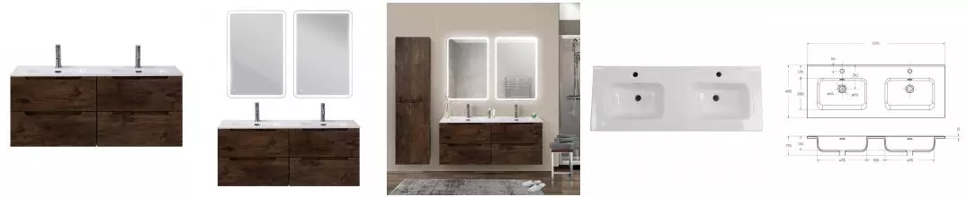 Тумба с раковиной «Belbagno» Etna 120 (BB1200-2-ETL двойная) подвесная Rovere Moro Тумба с раковиной «Belbagno» Etna 120 (BB1200-2-ETL двойная) подвесная Rovere Moro