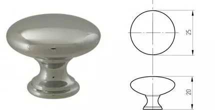 Мебельная ручка «Migliore» Pomolo 25 хром