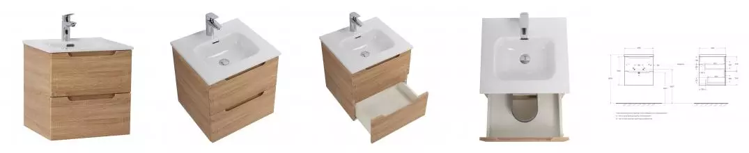 Тумба с раковиной «Belbagno» Etna 50 (51/46 BB500ETL) подвесная Rovere Bianco