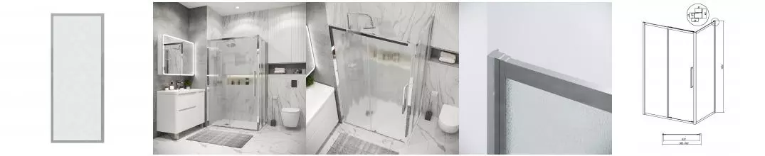 Боковая стенка 200.K33.02.90.10.02 Cosmo (90*195) хром, стекло шиншилла, 1 место 200.K33.02.90.10.02 · Cosmo, Grossman, 200.K33.02.90.10.02