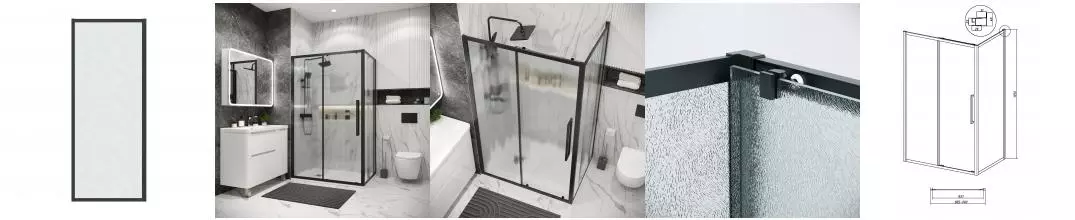 Боковая стенка 200.K33.02.90.21.02 Cosmo (90*195) чёрный матовый, стекло шиншилла, 1 место 200.K33.02.90.21.02 · Cosmo, Grossman, 200.K33.02.90.21.02