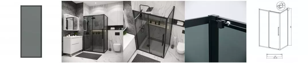 Боковая стенка 200.K33.02.90.21.10 Cosmo (90*195) чёрный матовый, стекло тонированное, 1 место 200.K33.02.90.21.10 · Cosmo, Grossman, 200.K33.02.90.21.10