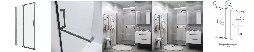 Душевая дверь «Grossman» Pragma 100.K33.03.120.42.00 120/195 прозрачная/графит сатин без поддона