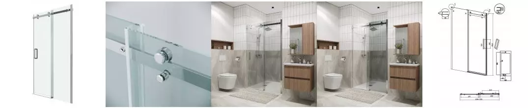 Душевая дверь «Grossman» Classic 100.K33.04.130.10.00 130/195 прозрачная/хром без поддона