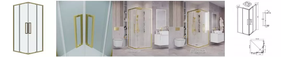 Душевой угол-ограждение «Grossman» Cosmo 300.K33.02.8080.32.00 80/80 прозрачный/золото сатин без поддона Душевой угол-ограждение «Grossman» Cosmo 300.K33.02.8080.32.00 80/80 прозрачный/золото сатин без поддона