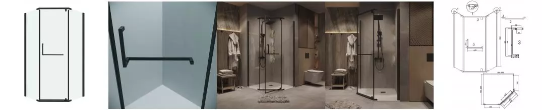 Душевой угол-ограждение «Grossman» Pragma 302.K33.03.1010.21.00 100/100 прозрачный/чёрный матовый без поддона Душевой угол-ограждение «Grossman» Pragma 302.K33.03.1010.21.00 100/100 прозрачный/чёрный матовый без поддона