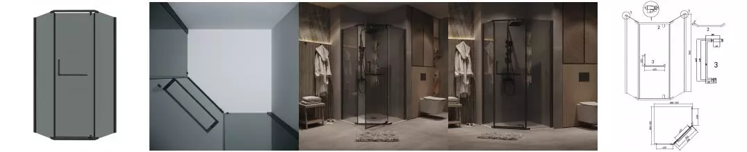 Душевой угол-ограждение «Grossman» Pragma 302.K33.03.9090.21.10 90/90 тонированный/чёрный матовый без поддона Душевой угол-ограждение «Grossman» Pragma 302.K33.03.9090.21.10 90/90 тонированный/чёрный матовый без поддона