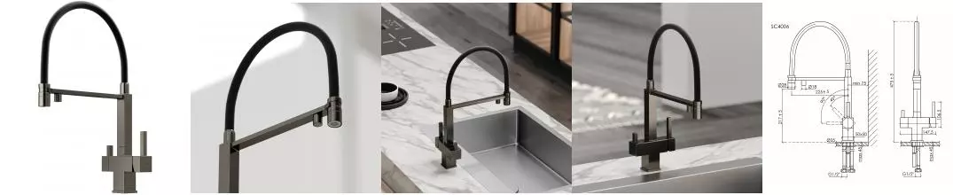 Смеситель для кухни с подключением к фильтру «Sancos» Moro SC4006GG вороненая сталь Смеситель для кухни с подключением к фильтру «Sancos» Moro SC4006GG вороненая сталь