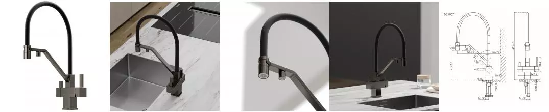 Смеситель для кухни с подключением к фильтру «Sancos» Loro SC4007GG вороненая сталь Смеситель для кухни с подключением к фильтру «Sancos» Loro SC4007GG вороненая сталь