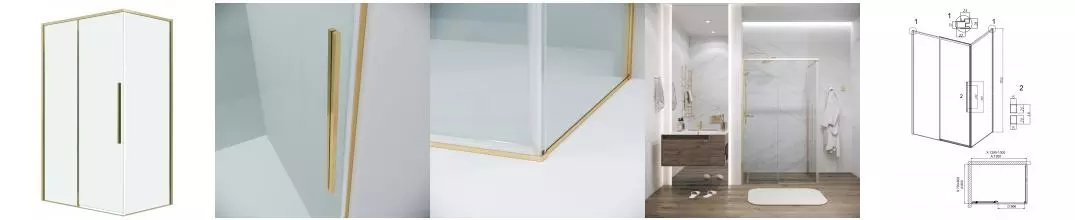 Душевой угол-ограждение «Grossman» Galaxy 120.K33.01.1380.32.00 130/80 прозрачный/золото сатин без поддона универсальный Душевой угол-ограждение «Grossman» Galaxy 120.K33.01.1380.32.00 130/80 прозрачный/золото сатин без поддона универсальный