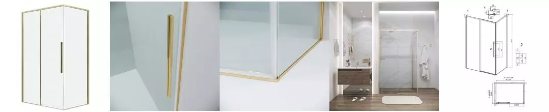 Душевой угол-ограждение «Grossman» Galaxy 120.K33.01.1290.32.00 120/90 прозрачный/золото сатин без поддона универсальный Душевой угол-ограждение «Grossman» Galaxy 120.K33.01.1290.32.00 120/90 прозрачный/золото сатин без поддона универсальный