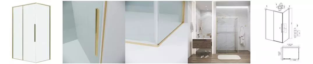 Душевой угол-ограждение «Grossman» Galaxy 120.K33.01.1390.32.00 130/90 прозрачный/золото сатин без поддона универсальный