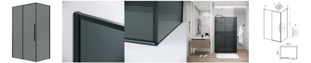 Душевой угол-ограждение «Grossman» Galaxy 120.K33.01.1190.21.10 110/90 тонированный/чёрный матовый без поддона универсальный Душевой угол-ограждение «Grossman» Galaxy 120.K33.01.1190.21.10 110/90 тонированный/чёрный матовый без поддона универсальный