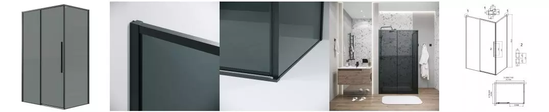 Душевой угол-ограждение «Grossman» Galaxy 120.K33.01.1180.21.10 110/80 тонированный/чёрный матовый без поддона универсальный Душевой угол-ограждение «Grossman» Galaxy 120.K33.01.1180.21.10 110/80 тонированный/чёрный матовый без поддона универсальный