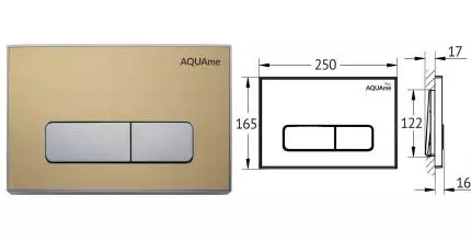 Кнопка смыва «AQUAme» AQM4105G металл золото/хром глянцевый