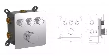 Смеситель для душа «AQUAme» AQM8812CR с термостатом хром Смеситель для душа «AQUAme» AQM8812CR с термостатом хром