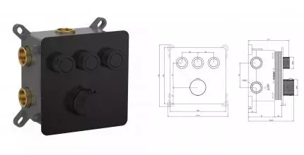 Смеситель для душа «AQUAme» AQM8812MB с термостатом чёрный матовый Смеситель для душа «AQUAme» AQM8812MB с термостатом чёрный матовый