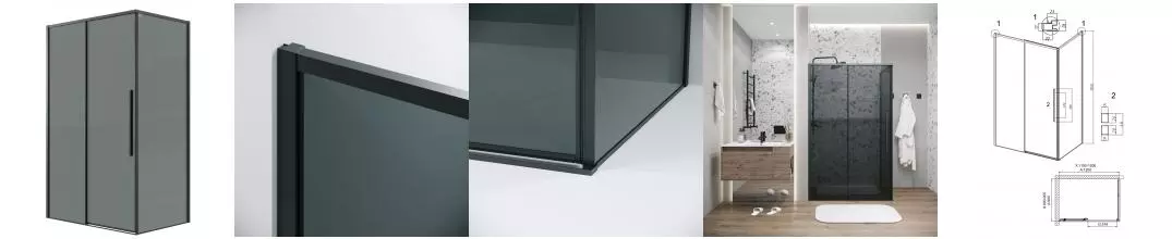 Душевой угол-ограждение «Grossman» Galaxy 120.K33.01.1290.21.10 120/90 тонированный/чёрный матовый без поддона универсальный Душевой угол-ограждение «Grossman» Galaxy 120.K33.01.1290.21.10 120/90 тонированный/чёрный матовый без поддона универсальный