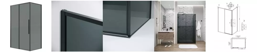 Душевой угол-ограждение «Grossman» Galaxy 120.K33.01.1280.21.10 120/80 тонированный/чёрный матовый без поддона универсальный Душевой угол-ограждение «Grossman» Galaxy 120.K33.01.1280.21.10 120/80 тонированный/чёрный матовый без поддона универсальный