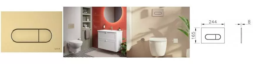 Кнопка смыва «Vitra» Root Round 740-2225 пластик шлифованное золото Кнопка смыва «Vitra» Root Round 740-2225 пластик шлифованное золото