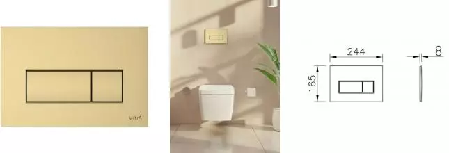 Кнопка смыва «Vitra» Root Square 740-2324 пластик золото матовое Кнопка смыва «Vitra» Root Square 740-2324 пластик золото матовое