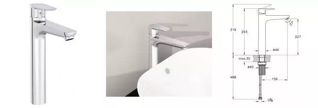 Смеситель для раковины «Vitra» Flow Soft A43010EXP хром