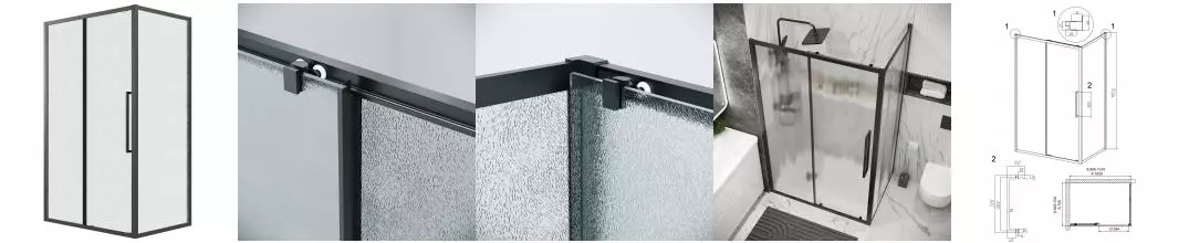 Душевой угол-ограждение «Grossman» Cosmo 120.K33.02.1070.21.02 100/70 шиншилла/чёрный матовый без поддона универсальный Душевой угол-ограждение «Grossman» Cosmo 120.K33.02.1070.21.02 100/70 шиншилла/чёрный матовый без поддона универсальный