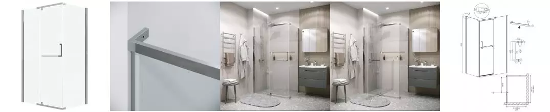 Душевой угол-ограждение «Grossman» Pragma 120.K33.03.1080.10.00 100/80 прозрачный/хром без поддона универсальный