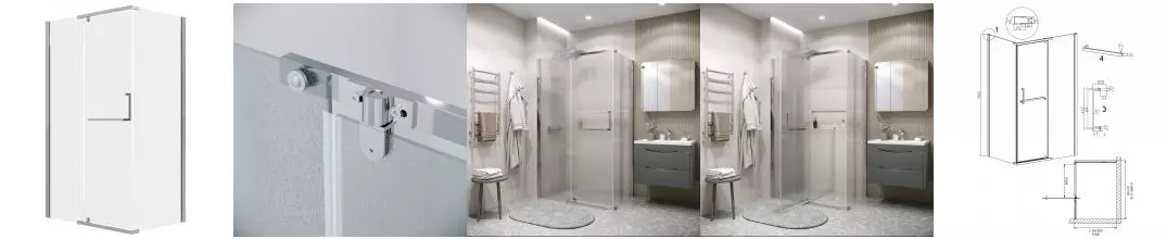 Душевой угол-ограждение «Grossman» Pragma 120.K33.03.1180.10.02 110/80 шиншилла/хром без поддона универсальный