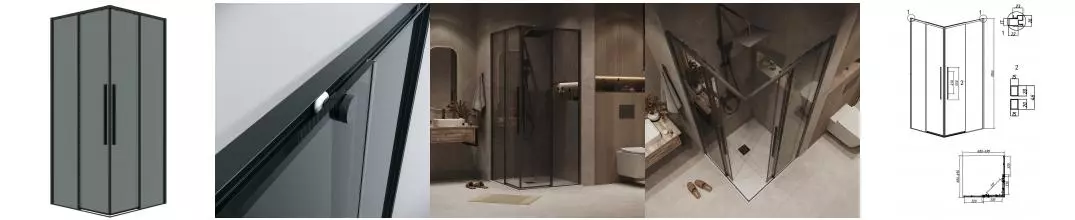 Душевой угол-ограждение «Grossman» Galaxy 300.K33.01.7070.21.10 70/70 тонированный/чёрный матовый без поддона универсальный Душевой угол-ограждение «Grossman» Galaxy 300.K33.01.7070.21.10 70/70 тонированный/чёрный матовый без поддона универсальный