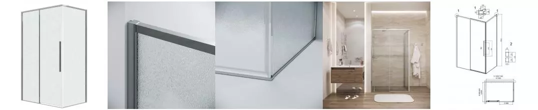 Душевой угол-ограждение «Grossman» Galaxy 120.K33.01.1390.10.02 130/90 шиншилла/хром без поддона универсальный