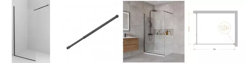 Душевая перегородка «Belbagno» KRAFT-L-1-120-C-NERO 120/195 прозрачная/чёрная матовая универсальная