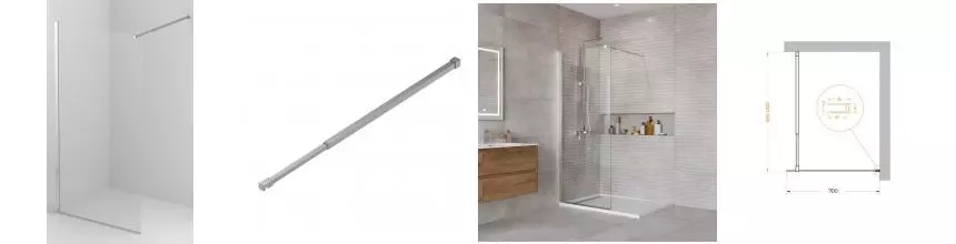 Душевая перегородка «Belbagno» KRAFT-L-1-70-C-Cr 70/195 прозрачная/хром универсальная