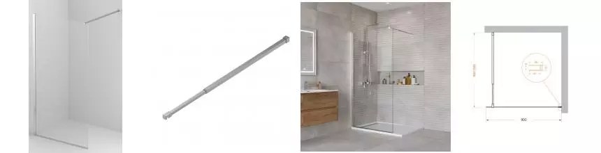 Душевая перегородка «Belbagno» KRAFT-L-1-90-C-Cr 90/195 прозрачная/хром универсальная