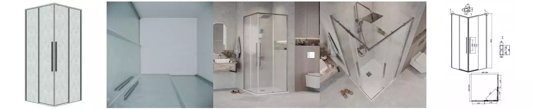 Душевой угол-ограждение «Grossman» Galaxy 300.K33.01.9090.10.02 90/90 шиншилла/хром без поддона универсальный