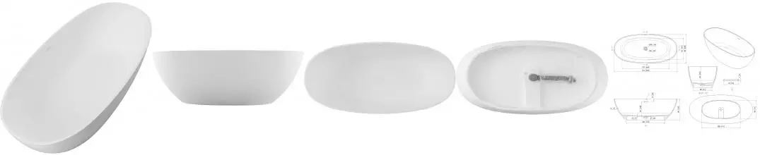 Ванна из искусственного камня «Allen Brau» Krion Oval Solid Stone 171/82 с ножками с сифоном белая матовая Ванна из искусственного камня «Allen Brau» Krion Oval Solid Stone 171/82 с ножками с сифоном белая матовая