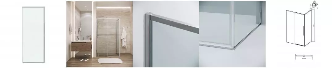 Боковая стенка 200.K33.01.90.10.00 Galaxy (90*195) хром, стекло прозрачное, 1 место · Galaxy, Grossman, 200.K33.01.90.10.00