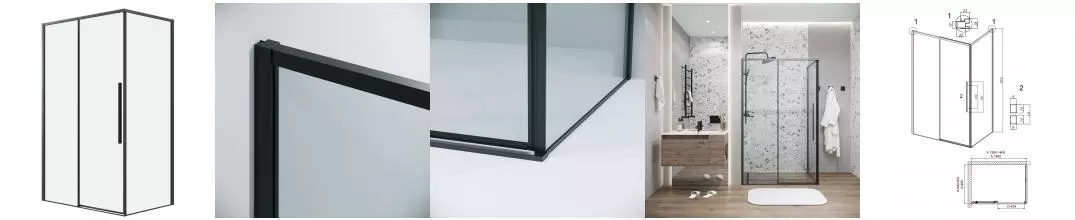 Душевой угол-ограждение «Grossman» Galaxy 120.K33.01.1490.21.00 140/90 прозрачный/чёрный матовый без поддона универсальный