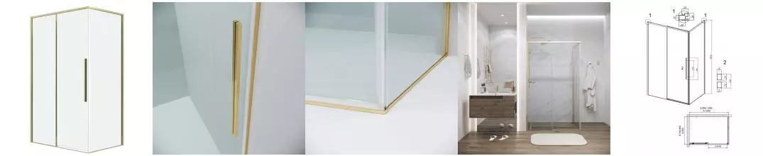 Душевой угол-ограждение «Grossman» Galaxy 120.K33.01.1080.32.00 100/80 прозрачный/золото сатин без поддона универсальный Душевой угол-ограждение «Grossman» Galaxy 120.K33.01.1080.32.00 100/80 прозрачный/золото сатин без поддона универсальный