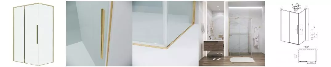 Душевой угол-ограждение «Grossman» Galaxy 120.K33.01.1090.32.00 100/90 прозрачный/золото сатин без поддона универсальный Душевой угол-ограждение «Grossman» Galaxy 120.K33.01.1090.32.00 100/90 прозрачный/золото сатин без поддона универсальный