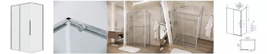 Душевой угол-ограждение «Grossman» Galaxy 120.K33.01.1480.10.02 140/80 шиншилла/хром без поддона универсальный