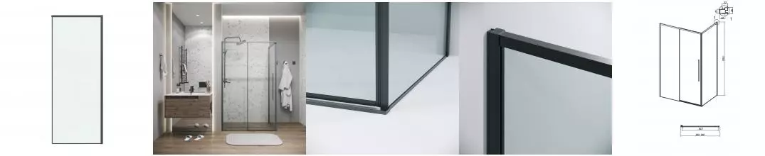 Боковая стенка 200.K33.01.90.42.00 Galaxy (90*195) графит сатин, стекло прозрачное, 1 место · Galaxy, Grossman, 200.K33.01.90.42.00