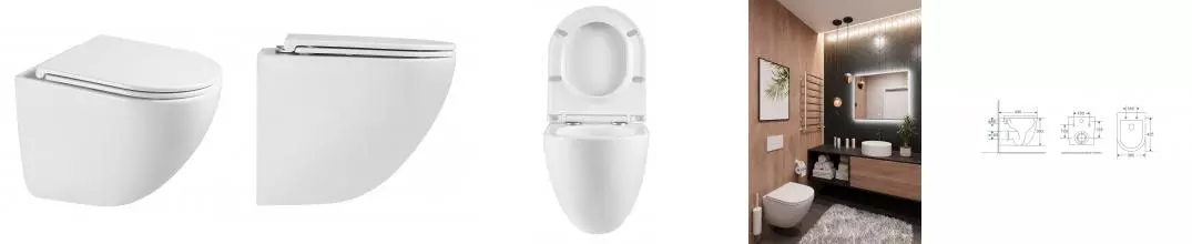 Подвесной унитаз безободковый «Terminus» Аврора 01W49x36W белый с сиденьем дюропласт с микролифтом белое