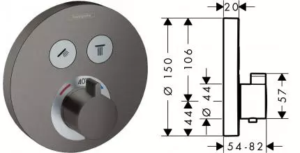 Внешняя часть смесителя «Hansgrohe» ShowerSelect S 15743340 шлифованный чёрный хром