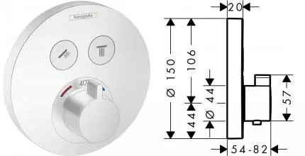 Внешняя часть смесителя «Hansgrohe» ShowerSelect S 15743700 белая матовая Внешняя часть смесителя «Hansgrohe» ShowerSelect S 15743700 белая матовая
