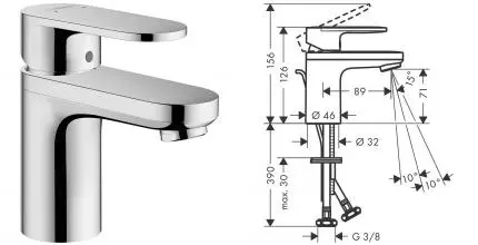 Смеситель для раковины «Hansgrohe» Vernis Blend 71570000 с донным клапаном хром Смеситель для раковины «Hansgrohe» Vernis Blend 71570000 с донным клапаном хром
