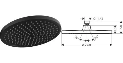 Верхний душ «Hansgrohe» Crometta S 26723670 чёрный матовый