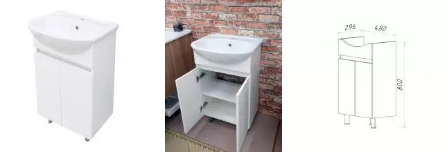 Тумба с раковиной «Misty» Элегия 50 (Рива 50) белый