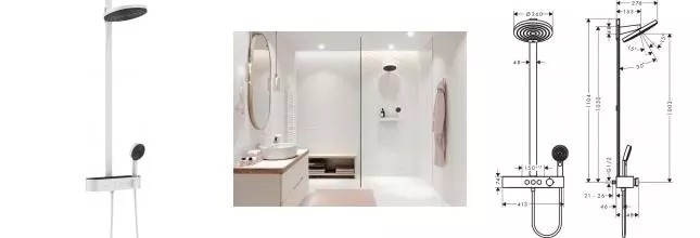 Душевая система «Hansgrohe» Pulsify S 24240700 с термостатом белая матовая